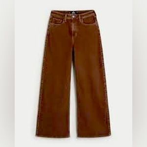 Ultra High-Rise Brown Wide-Leg Jeans, brown